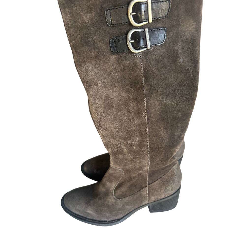 BORN Basil Grey Asphalto Distress Double Buckle Riding Western Look Boots Sz 6M